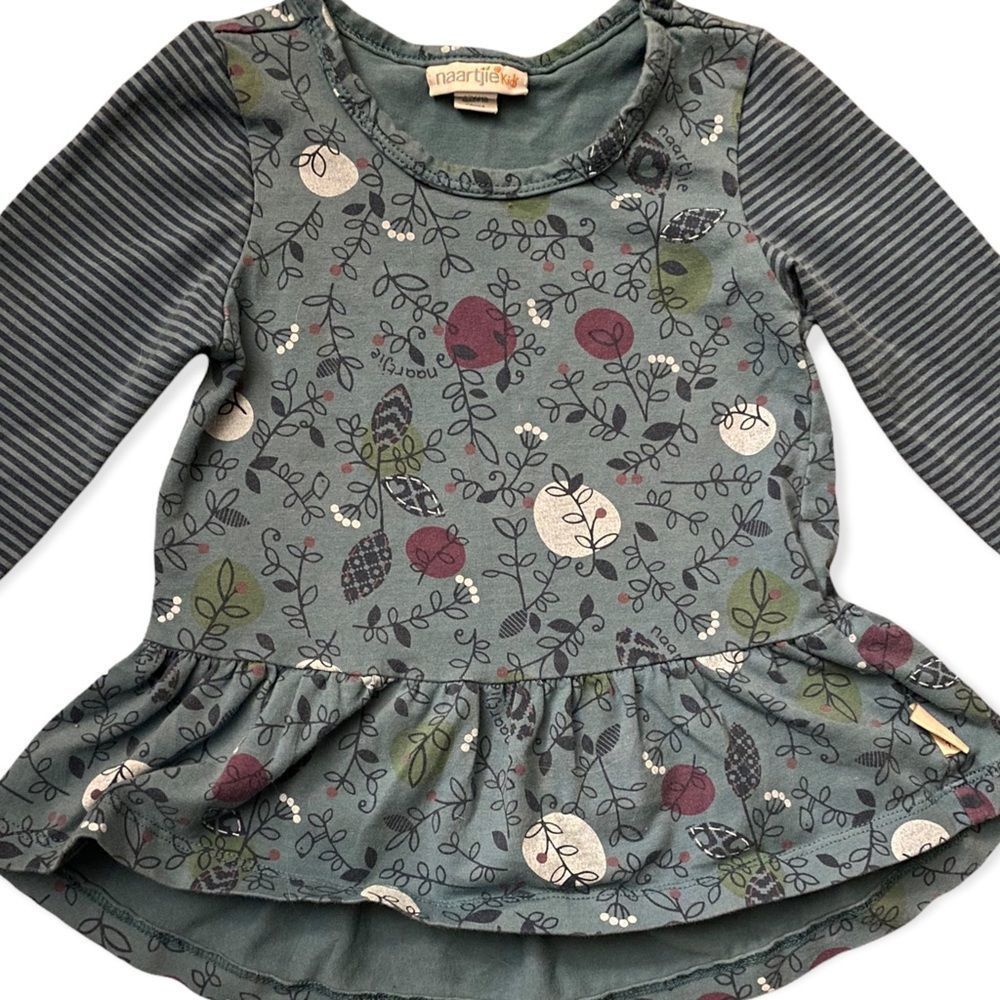 3/$15 ✨ Naartjie Kids: Stripes & Floral Pattern Peplum Long Sleeve Tee